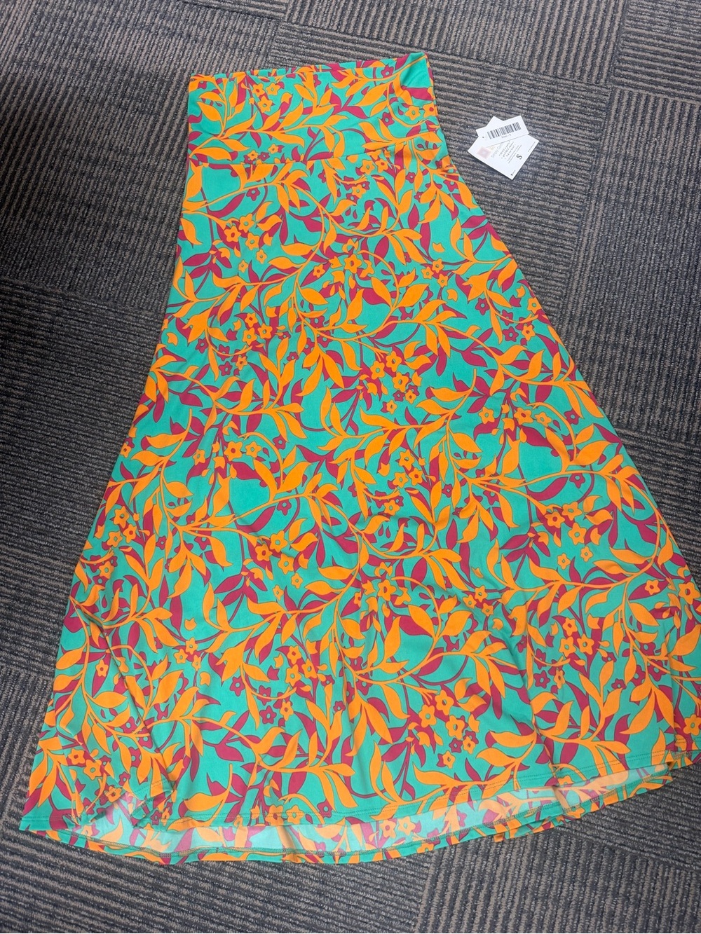 NWT LuLaRoe Maxi Skirt Green Orange Pink Tropical SZ Small